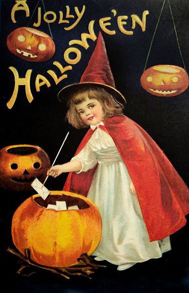 Vintage Apple Collection 아티스트의 Little Red Halloween Witch.tif작품입니다.