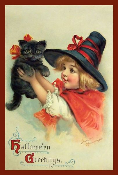 Vintage Apple Collection 아티스트의 Little Witch And Halloween Kitty.tif작품입니다.