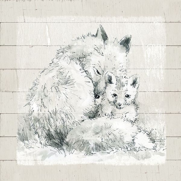 Sketchy Mother and Baby Fox