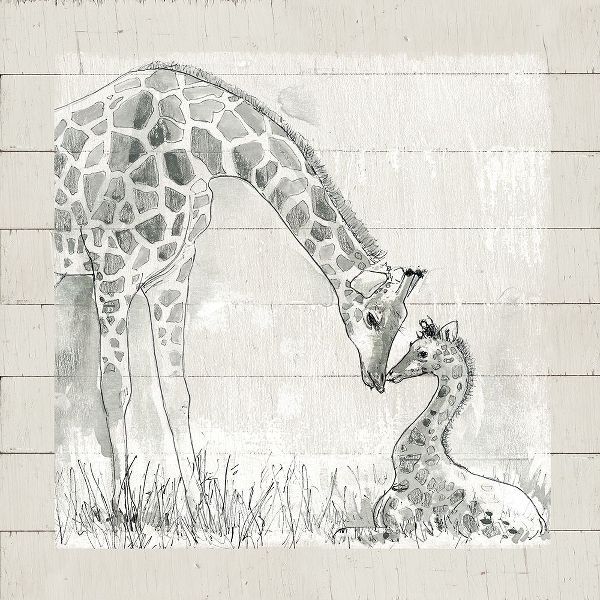 Sketchy Mother and Baby Giraffe