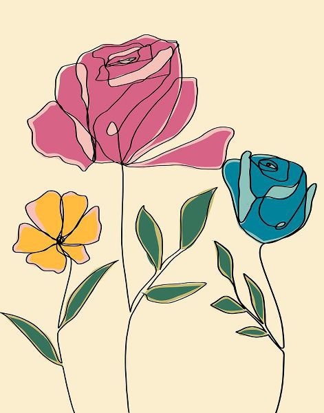 Santiago, Daniela 작가의 Colored Floral II 작품