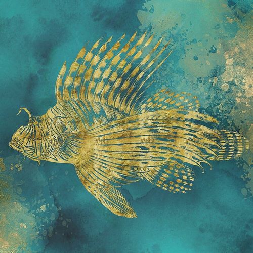 Zalewski, Christine 아티스트의 Lionfish of Gold on Aqua  작품
