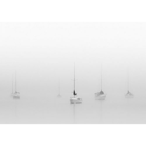 Six Moored Sailboats