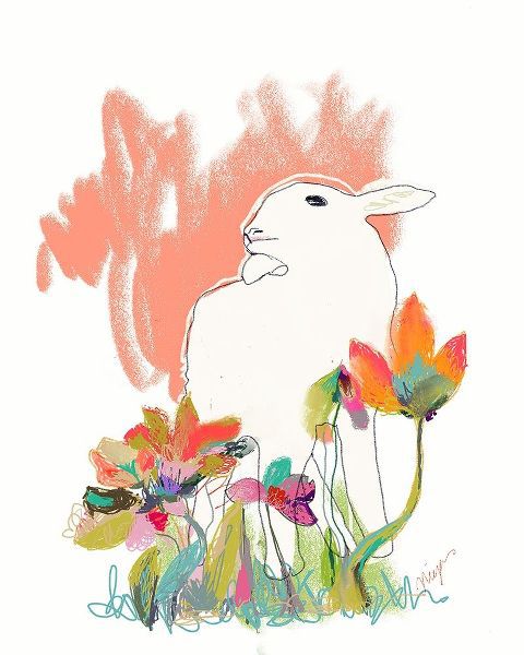 Lamb and Flowers