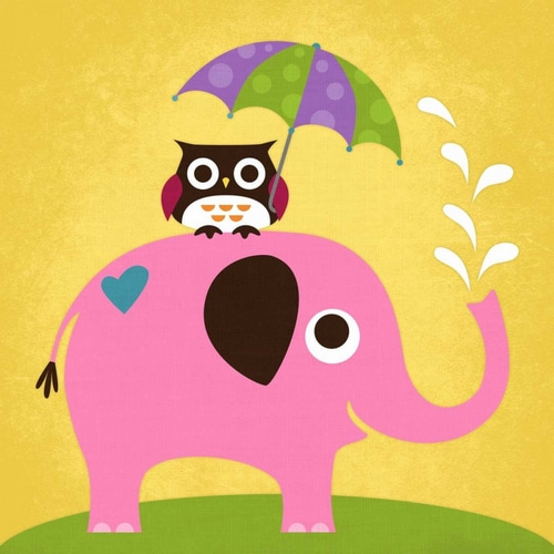 Elephant and Owl with Umbrella