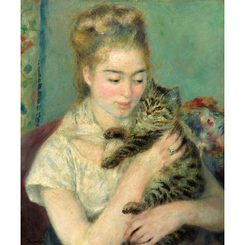 Renoir, Pierre-Auguste 작가의 Woman with Cat (Femme au chat)-1875 작품