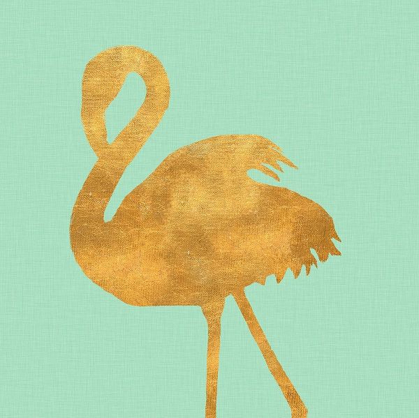 Teal Gold Flamingo