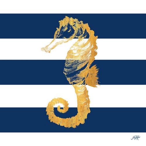 Gold Seahorse on Stripes II