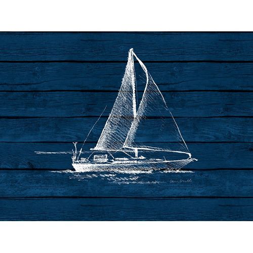 Sailboat on Blue Wood