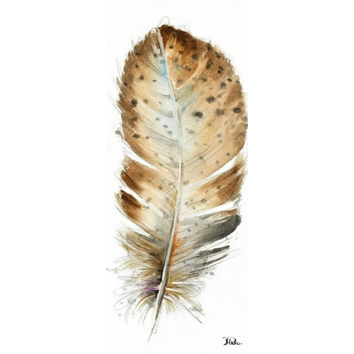 Watercolor Feather White III