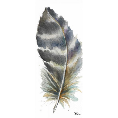 Watercolor Feather White VI