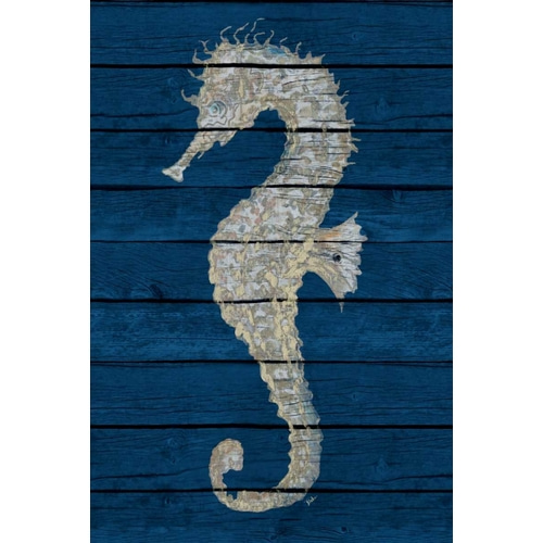 Antique Seahorse on Blue II