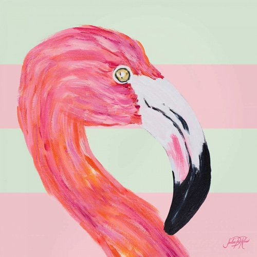 Flamingo on Stripes I