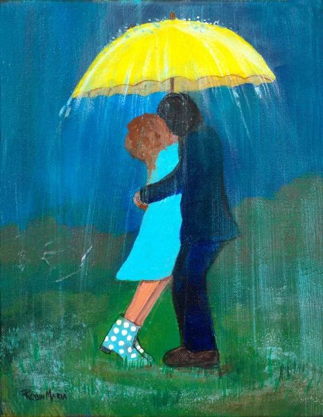 Kissing Under the Yellow Umbrella