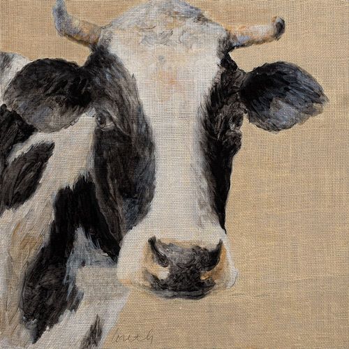 Cow On Burlap Background