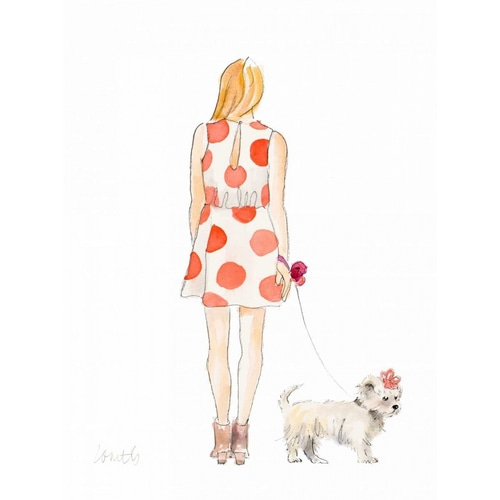 Water Color Girl With Puppy II