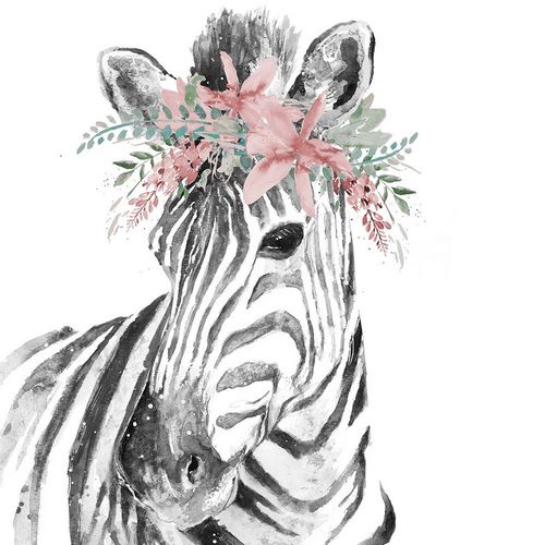 Water Zebra with Floral Crown Square