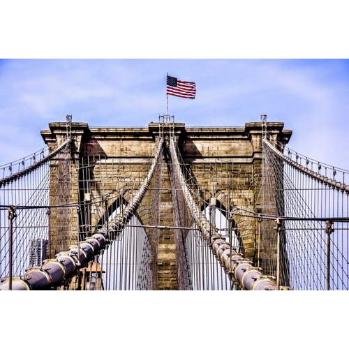 Brooklyn Bridge with Flag