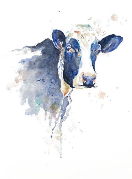 Watercolor Blue Cow