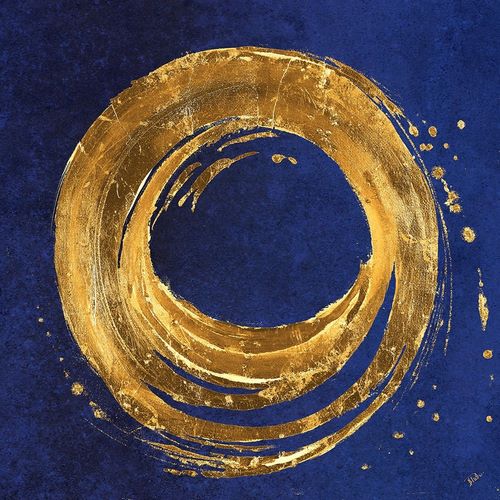 Gold Circle on Blue