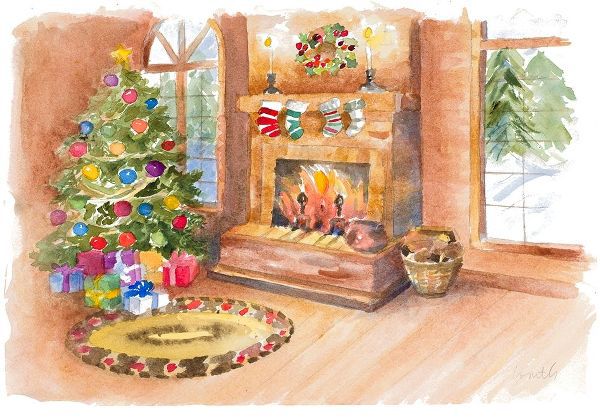 Santas Fireplace and Tree Scene