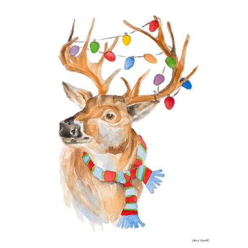 Deer with Lights and Scarf