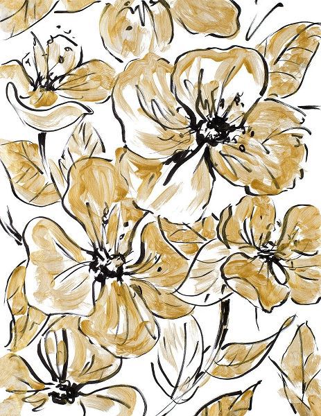 Golden Sketch Floral I