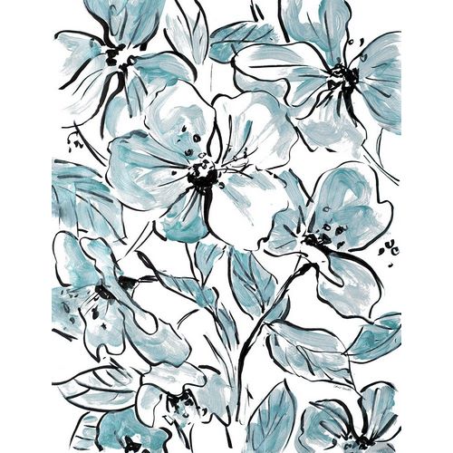 Sketch Floral In Blues I