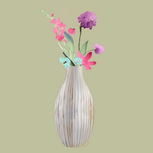 Loreth, Lanie 작가의 Floral In A Striped Vase II 작품