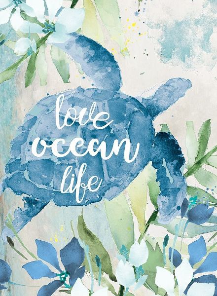 Watercolor Sea Turtle Love Ocean Life