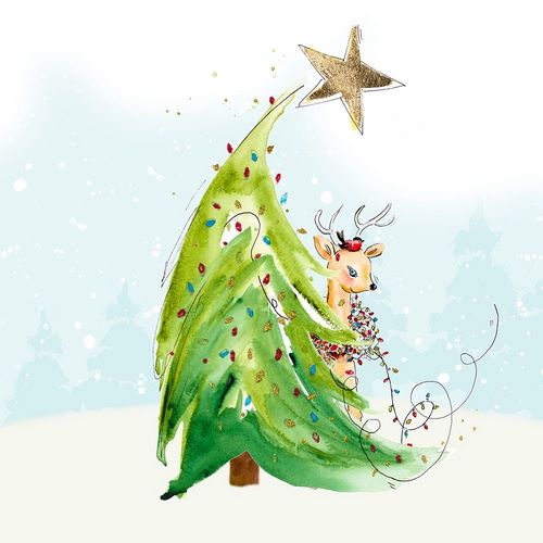 Whimsical Tree and Reindeer