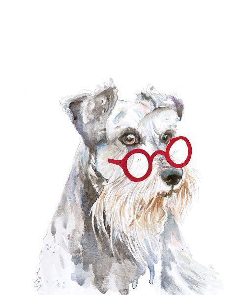 Schnauzer Dog with Glasses
