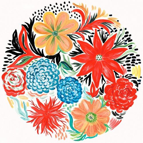 Bright Floral Matisse Circle I