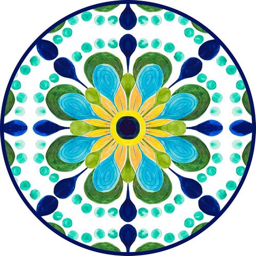 Italian Flower Tile Round