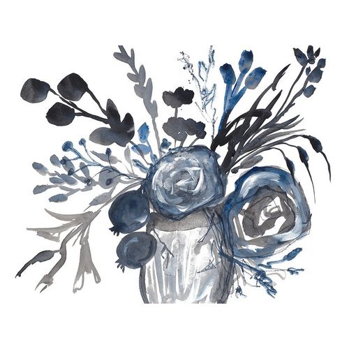 Blue Roses in Grey Vase