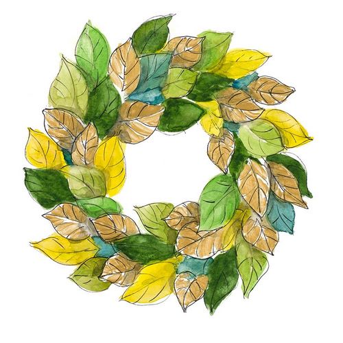 Green Metallic Leaf Wreath