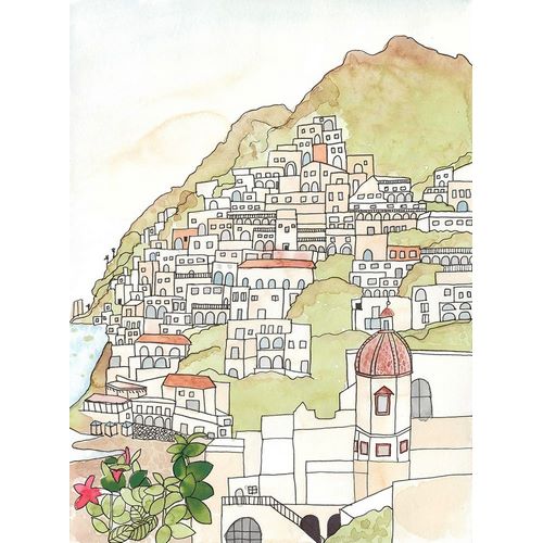 Sketched Mediterranean Cityscape