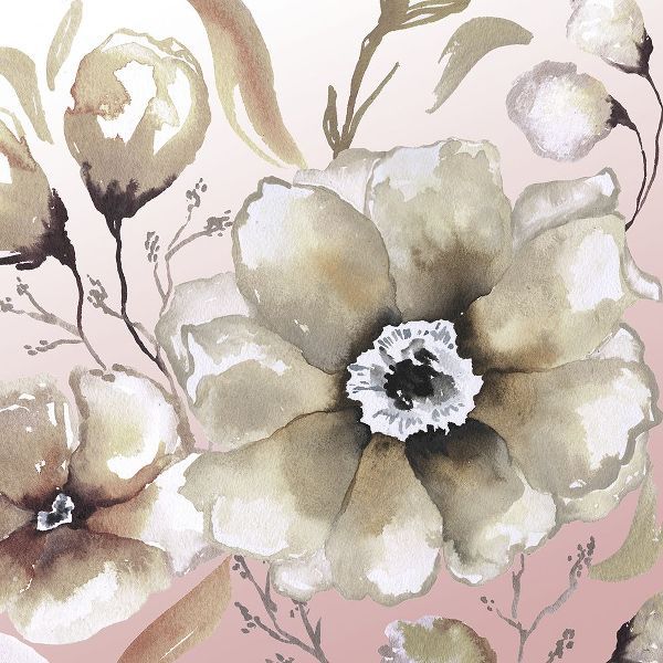 Neutral Flowers on Pink I