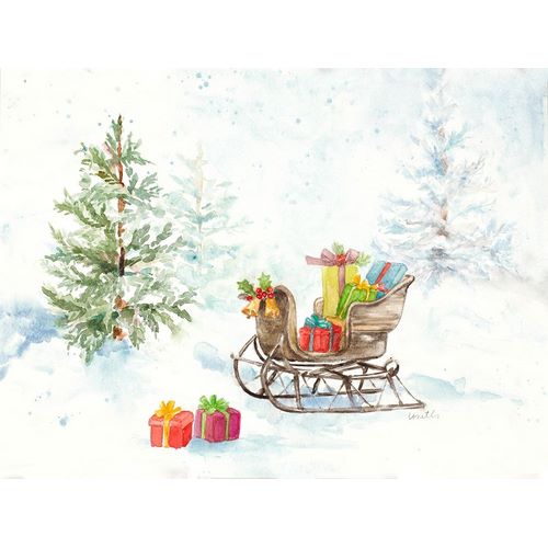 Presents in Sleigh on Snowy Day