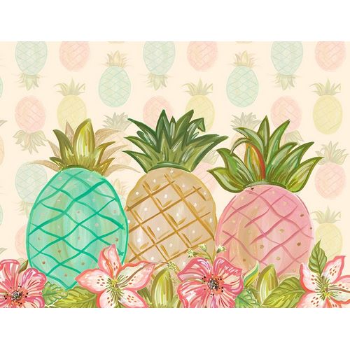 Pineapple Trio with Flowers