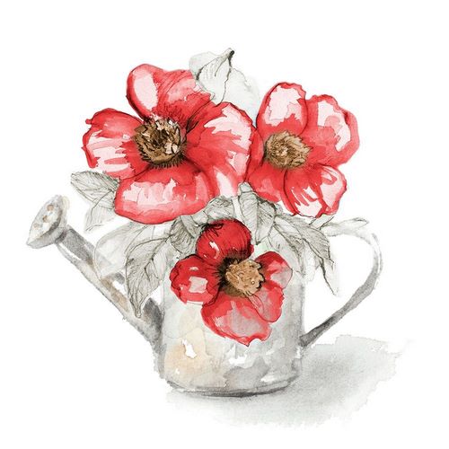 Red Florals In Watering Can I