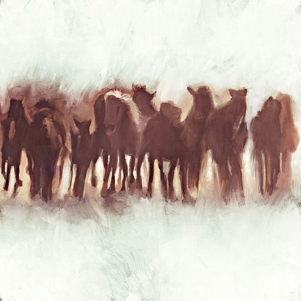 Team of Brown Horses Running