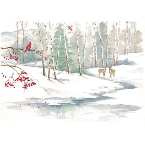 Pinto, Patricia 작가의 Winter Landscape With Deer 작품