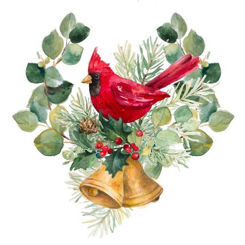 Northern Cardinal On Holiday Bells