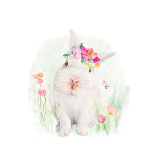 White Bunny With Flower Bonnet