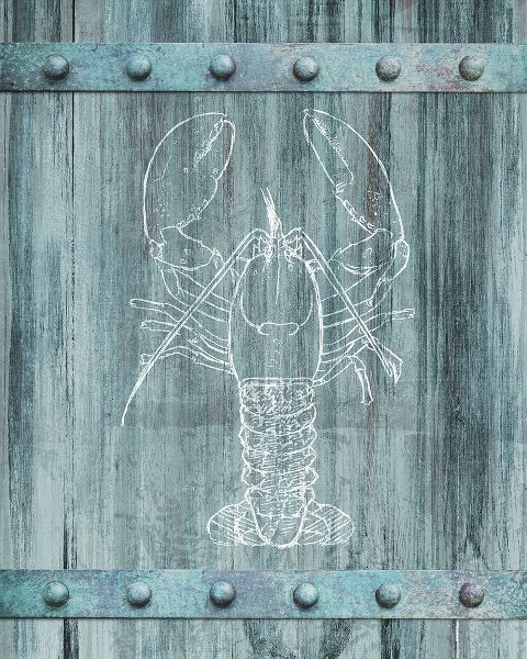 Meneely, Dan 작가의 White Lobster Painted On Blue Wood 작품