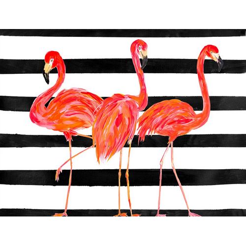 DeRice, Julie 작가의 Fondly Flamingo Trio on Stripe 작품