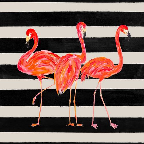 DeRice, Julie 아티스트의 Fondly Flamingo Trio Square on Stripe작품입니다.
