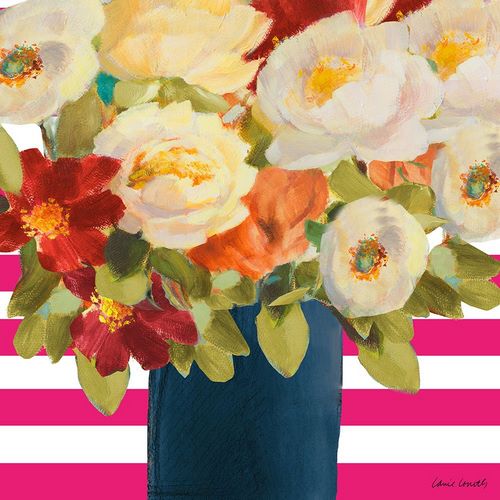 Loreth, Lanie 아티스트의 Flowers on Pink Stripes I작품입니다.