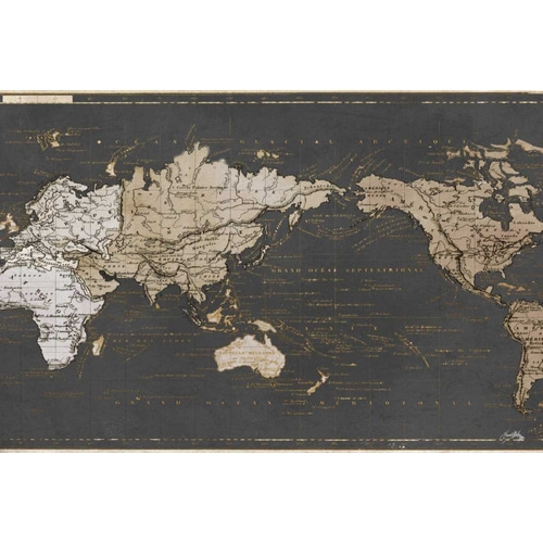 World Map in Gold and Gray